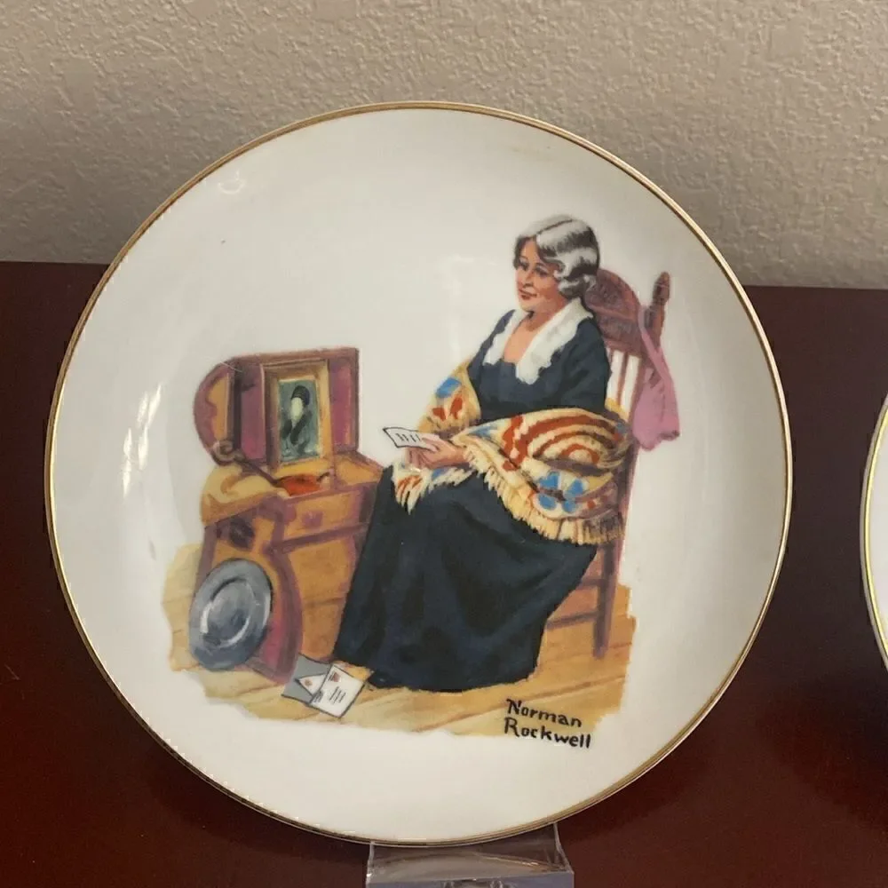 💎Norman Rockwell Series Lot of 4 Vintage Plates Four Beloved Classics Japan1984